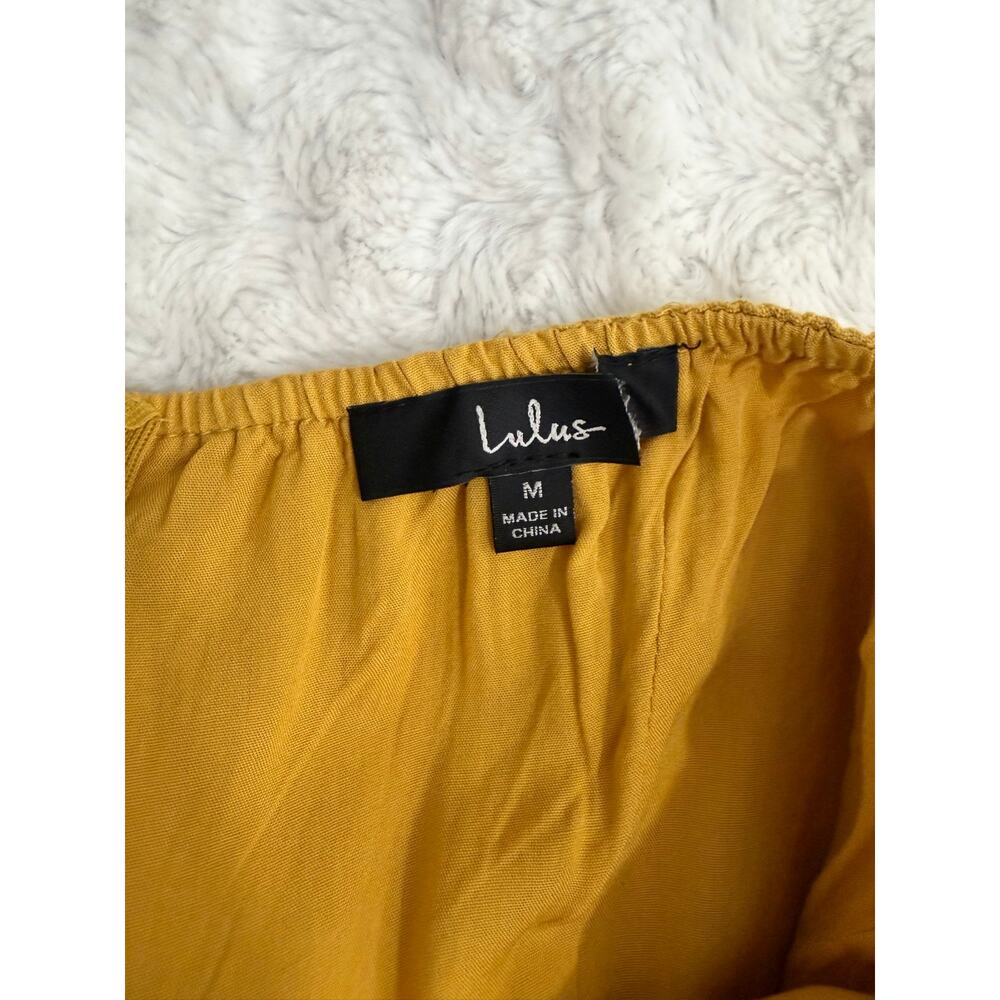 NEW Lulus Breezy Essential Mustard Yellow Linen Wide-Leg Lightweight Jumpsuit M - Picture 5 of 9